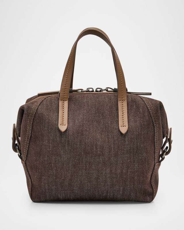 Duo Mini Denim Traveler Top-Handle Bag